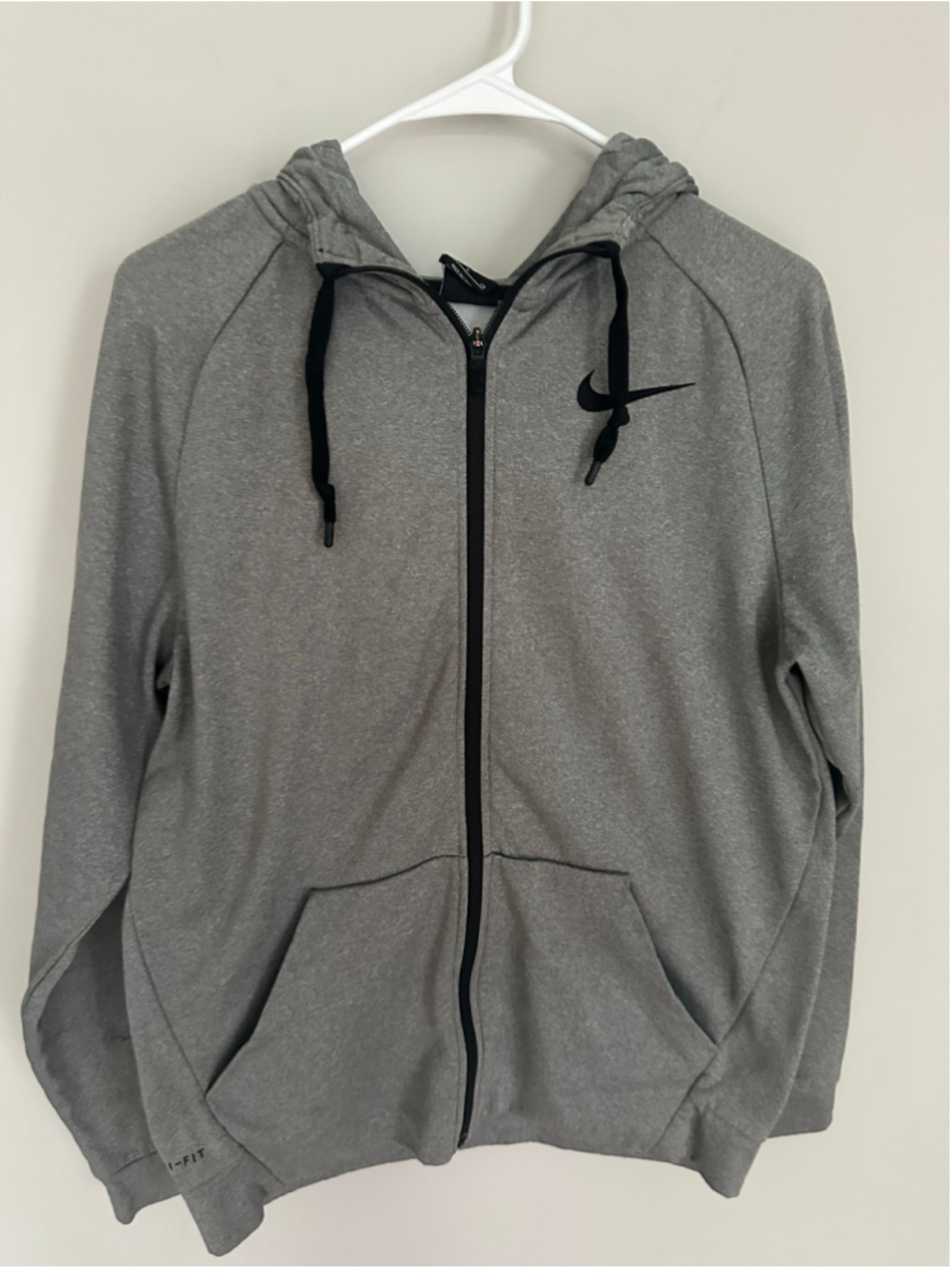 Men’s Nike Dri-Fit Zip-Up Hoodie Grey Black Size S